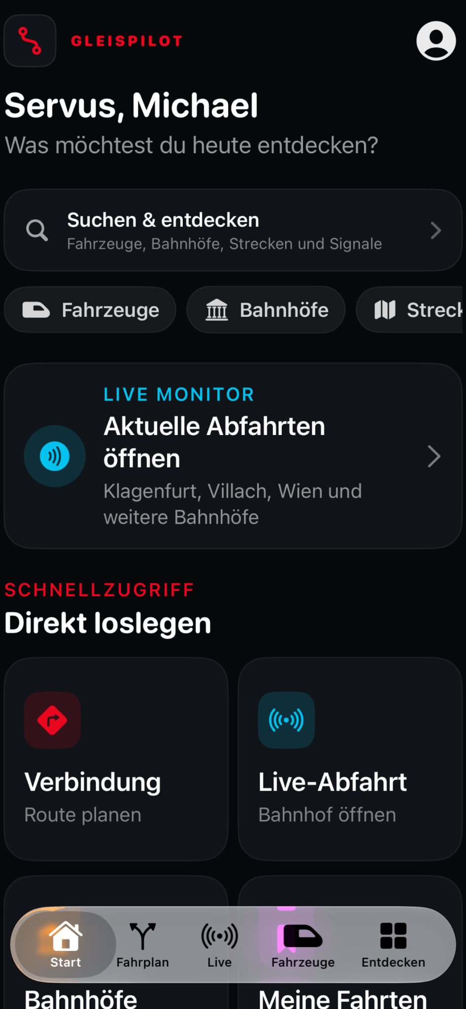 Fahrzeugübersicht von GleisPilot AT